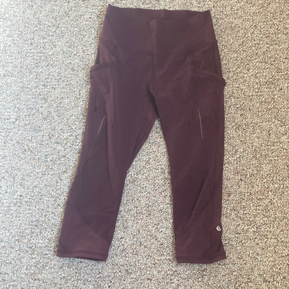 Lululemon Maroon Crop with Mesh pockets